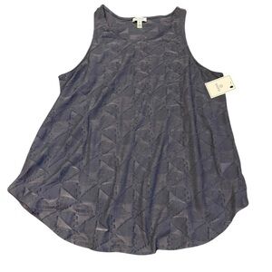 Susina Gray and Blue Tank Top with Scoop Neckline